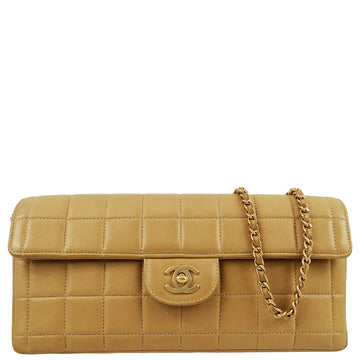 Top Quality Chanel 2001-2003 Beige Leather East West Choco Bar Chain Shoulder Bag