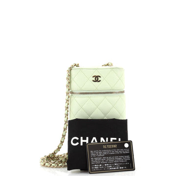 Classic Vanity Phone Holder with Chain Quilted Caviar