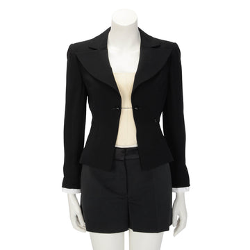 Chanel Black Wool Cropped Dinner Jacket FR 38