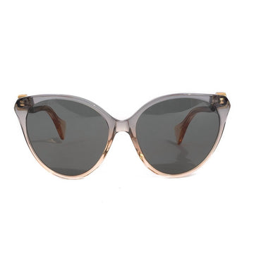 Two Tone Curve Arm Sunglasses In Bluish Grey & Nude Frame