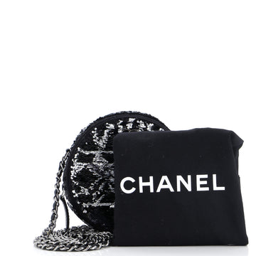 Round Clutch with Chain Sequins Mini