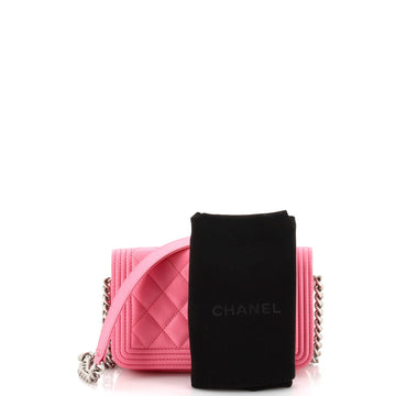 Boy Flap Phone Holder with Chain Quilted Caviar