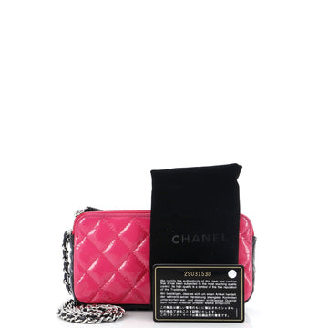 Double Zip Clutch with Chain Quilted Patent