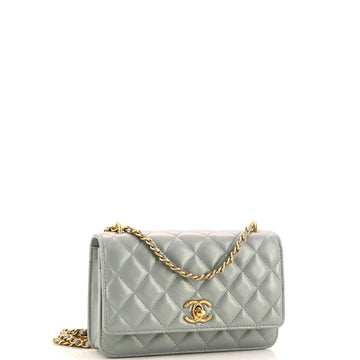 Pearl Crush Wallet on Chain Quilted Iridescent Lambskin
