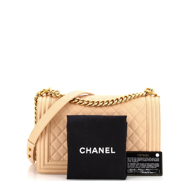 Boy Flap Bag Quilted Caviar New Medium