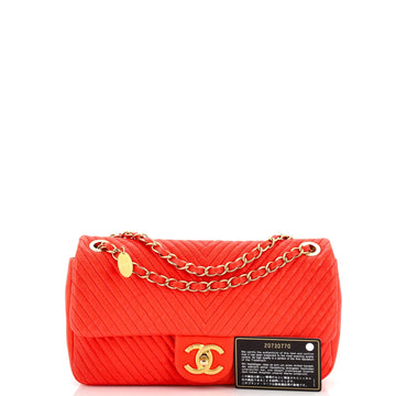 Medallion Charm Flap Bag Chevron Wrinkled Lambskin Medium