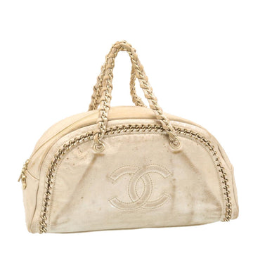 Top Quality Chanel Leather Skin Tote Bag Leather White CC Auth 28380A