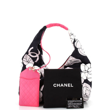 Camellia CC Hobo Quilted Printed Satin