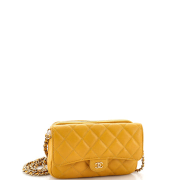 Classic Flap Phone Holder with Chain Quilted Caviar