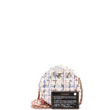 Lifesaver Round Clutch with Chain Quilted Tweed
