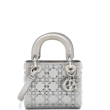 Lady Dior Bag Crystal Embellished Cannage Quilt Satin Mini