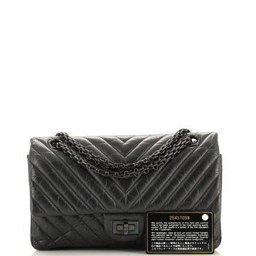 So Black Reissue 2.55 Flap Bag Chevron Aged Calfskin 225