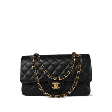 Black leather Quilted Medium Classic Flap GHW