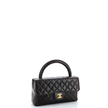 Vintage Twin Top Handle Flap Bag Quilted Lambskin Medium