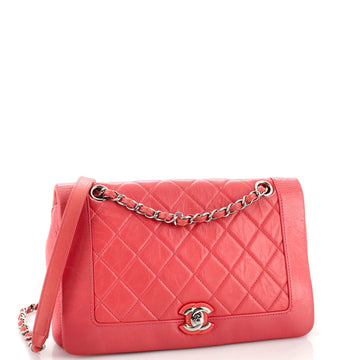 Bi Vintage Full Flap Bag Quilted Crumpled Calfskin Medium