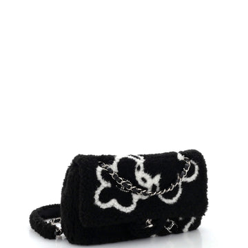 Classic Single Flap Bag Pearl Embellished Shearling Jumbo