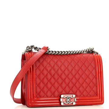Boy Flap Bag Quilted Goatskin with Patent New Medium