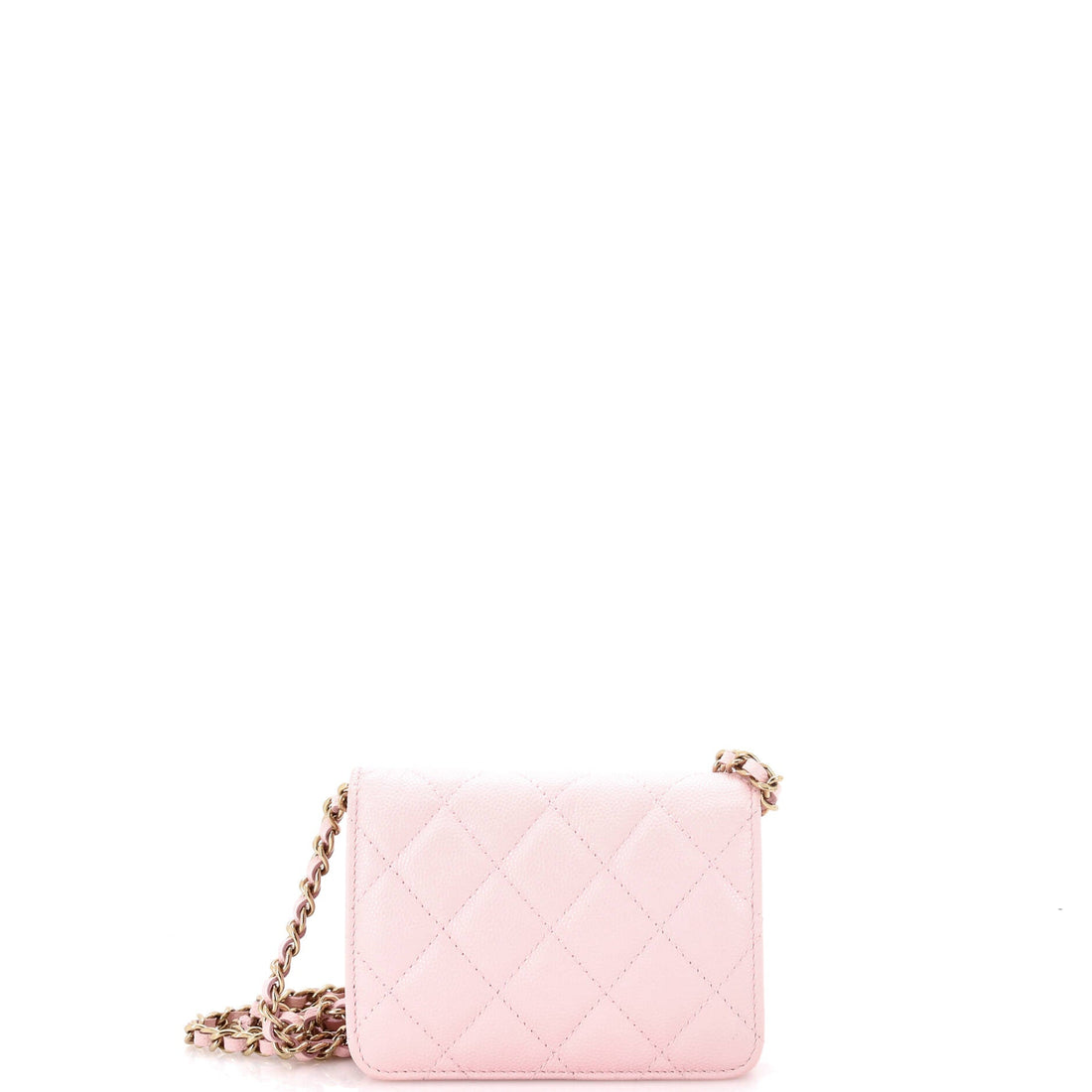 Classic Zip Around Card Holder on Chain Quilted Caviar Mini
