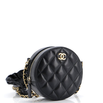 Romance Round Clutch with Chain Quilted Lambskin