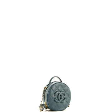 Round Vanity With Chain Quilted Caviar Small