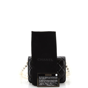 Pearl Strap CC Wallet on Chain Quilted Calfskin Mini