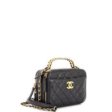 Pick Me Up Logo Handle Vanity Case Quilted Caviar Small