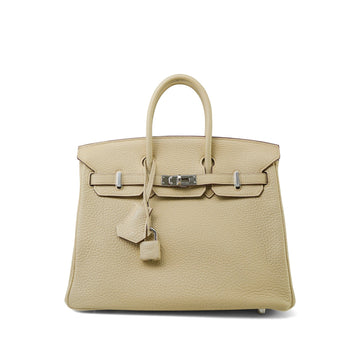 Birkin 25 Parchemin / Light Beige Togo Palladium Plated M Square Stamp