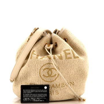 Deauville Drawstring Bucket Bag Velvet Medium