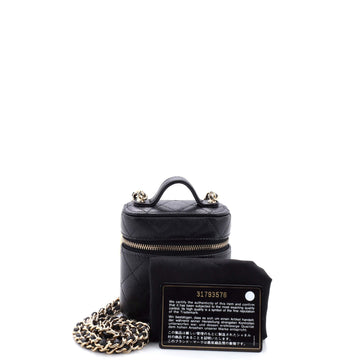 Handle with Care Vanity Case with Chain Quilted Caviar