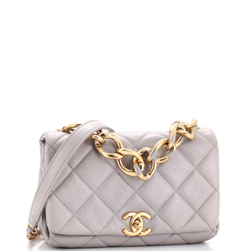 Color Match Flap Bag Quilted Lambskin Small