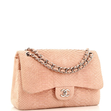 Classic Double Flap Bag Python Jumbo