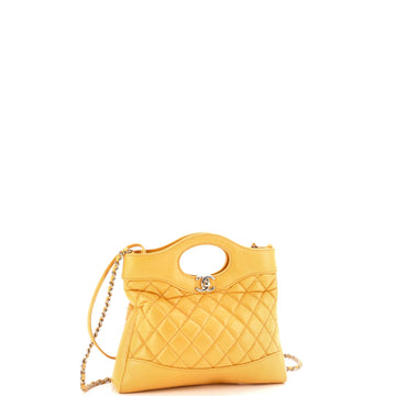 31 Shopping Bag Clutch with Chain Quilted Shiny Lambskin Small