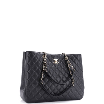 Classic CC Shopping Tote Quilted Caviar Large