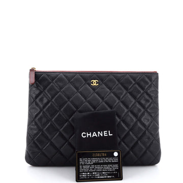 O Case Clutch Quilted Caviar Medium