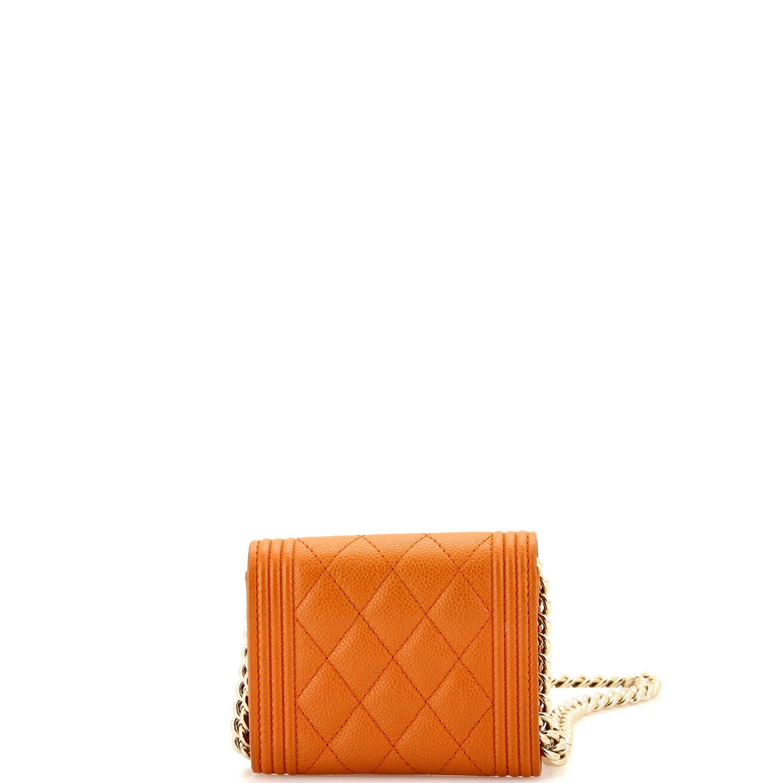 Boy Flap Card Holder on Chain Quilted Caviar