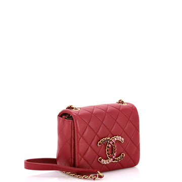 Crystal CC Full Flap Bag Quilted Lambskin Mini