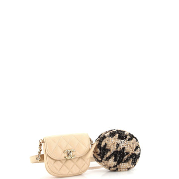 CC Waist Bag with Coin Purse Quilted Lambskin and Tweed