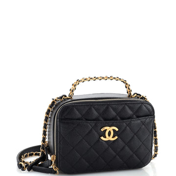 Pick Me Up Logo Handle Vanity Case Quilted Caviar Small
