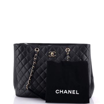 Classic CC Shopping Tote Quilted Caviar Large