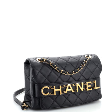 Logo Enchained Flap Bag Quilted Calfskin Medium