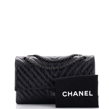 So Black Reissue 2.55 Flap Bag Chevron Aged Calfskin 226