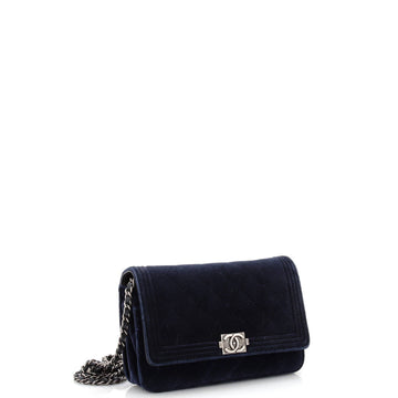 Boy Wallet on Chain Quilted Velvet