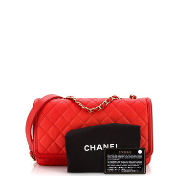 Filigree Flap Bag Quilted Caviar Medium