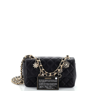 Coco Charms Classic Single Flap Bag Quilted Lambskin Mini