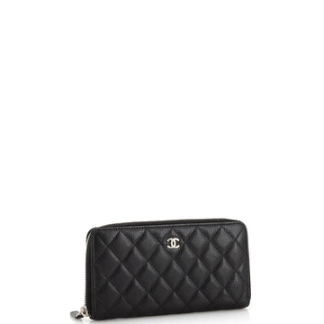 Zip Around Wallet Quilted Caviar Long
