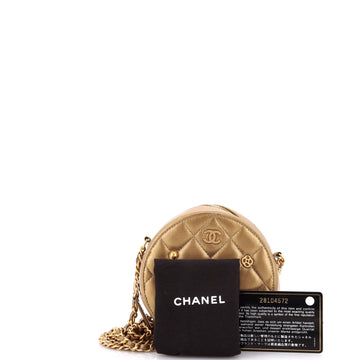 Egyptian Amulet Round Chain Clutch Quilted Calfskin Mini
