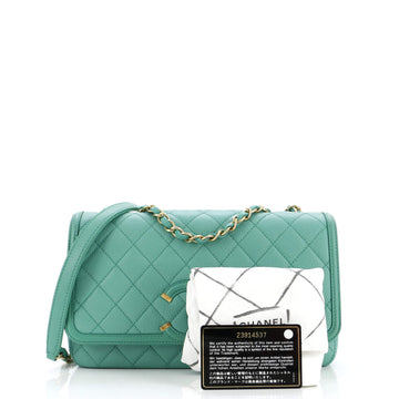 Filigree Flap Bag Quilted Caviar Medium
