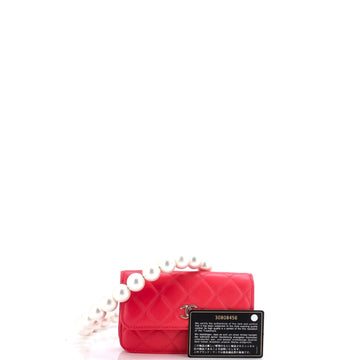 Pearl Strap Clutch with Chain Quilted Calfskin