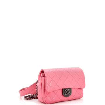 Double Carry Chain Waist Bag Quilted Goatskin Small