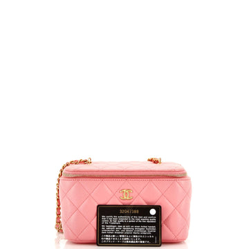 Pearl Crush Vanity Case with Chain Quilted Lambskin Small